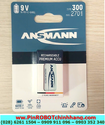 Ansman 9V-Type 300mAh /Min 270mAh 8.4V NiMh E-Block 6HR61, 6HR22 MẪU MỚI (Loại vỉ 1viên)